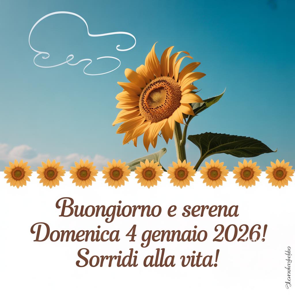 Buongiorno e serena domenica 4 gennaio 2026! Sorridi alla vita!