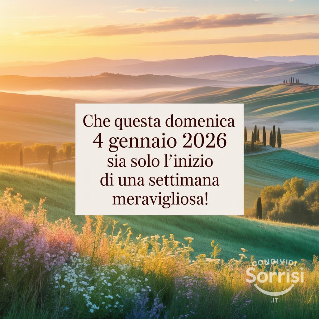 Che questa domenica 4 gennaio 2026 sia solo l'inizio di una settimana meravigliosa!
