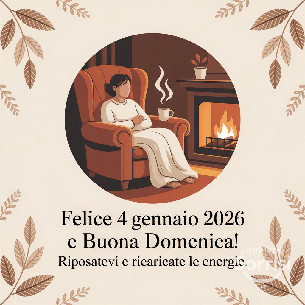 Felice 4 gennaio 2026 e buona domenica! Riposatevi e ricaricate le energie.