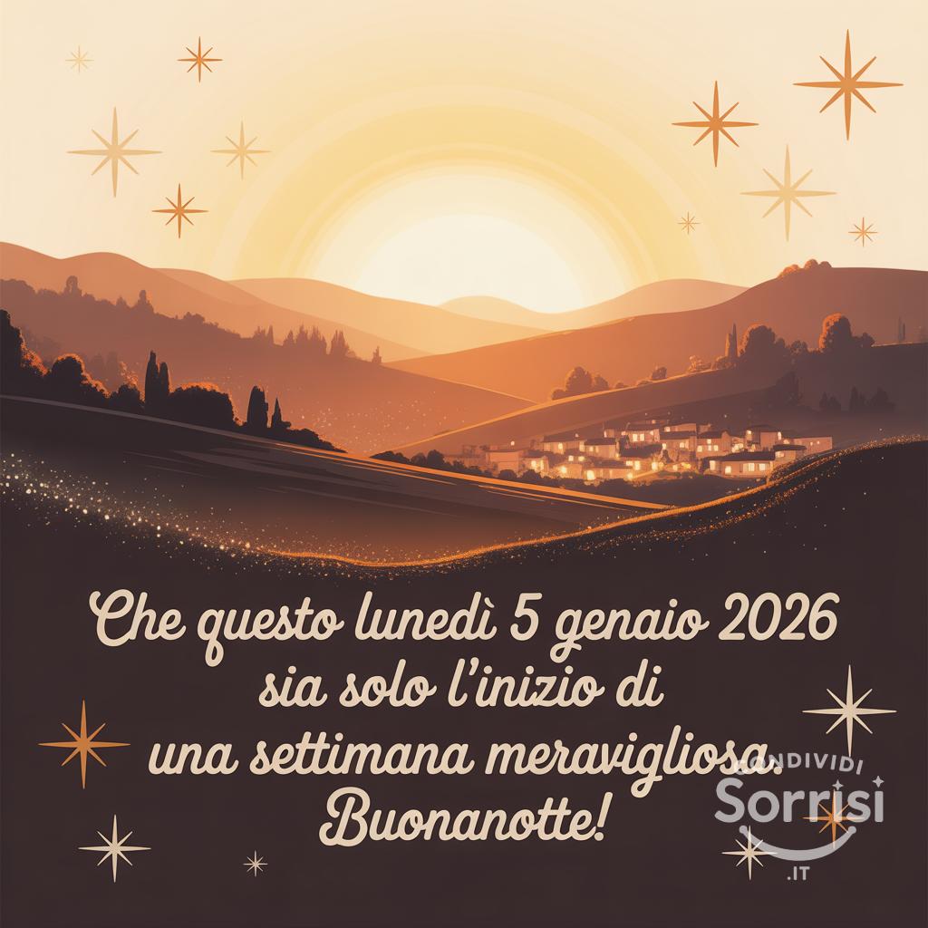 Che questo lunedì 5 gennaio 2026 sia solo l'inizio di una settimana meravigliosa. Buonanotte!