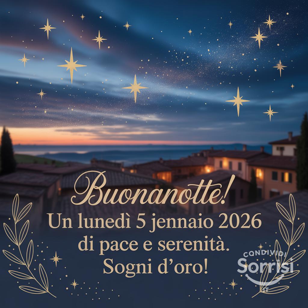 Buonanotte! Un lunedì 5 gennaio 2026 di pace e serenità. Sogni d'oro!