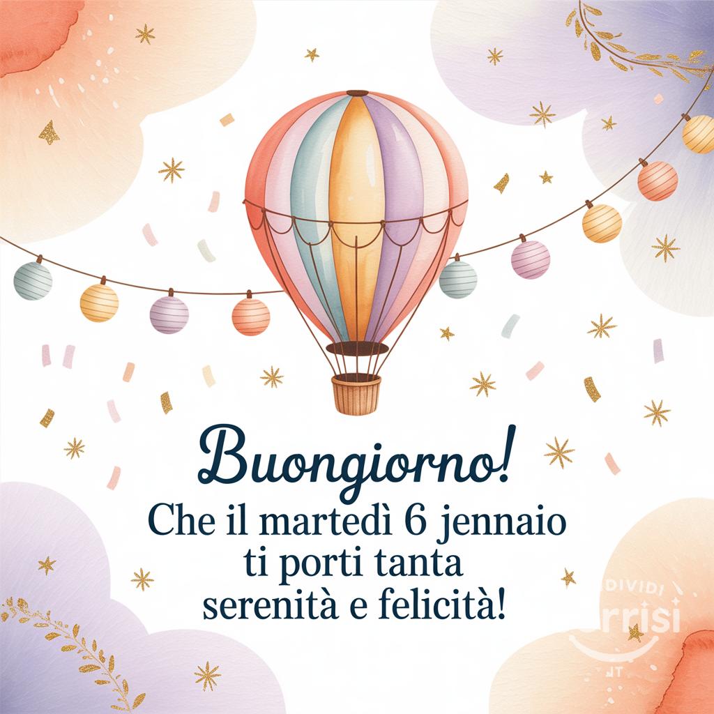 Buongiorno! Che il martedì 6 gennaio ti porti tanta serenità e felicità!