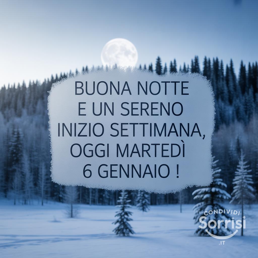 Buona notte e un sereno inizio settimana, oggi martedì 6 gennaio !