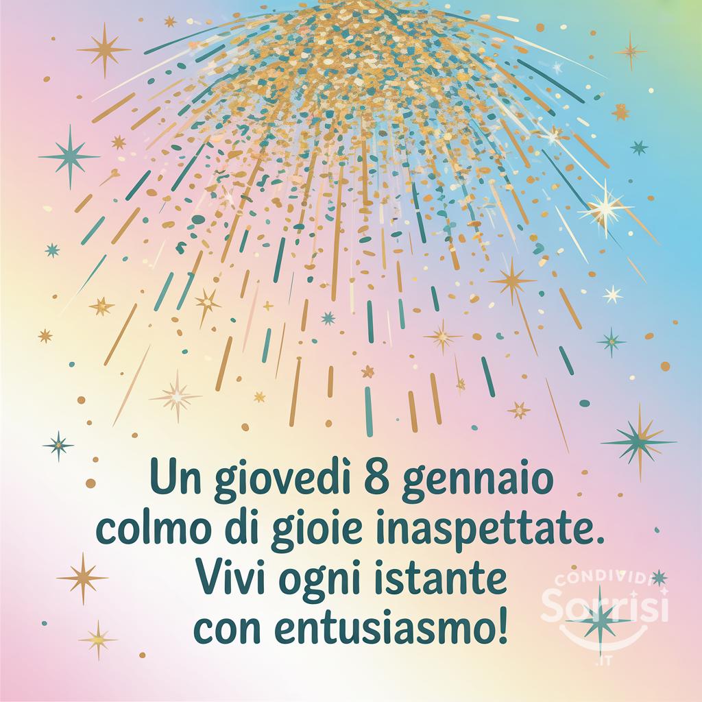 Un giovedì 8 gennaio colmo di gioie inaspettate. Vivi ogni istante con entusiasmo!
