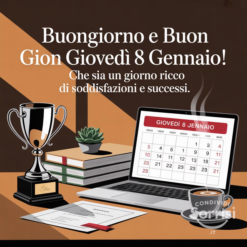 Buongiorno e buon giovedì 8 gennaio! Che sia un giorno ricco di soddisfazioni e successi.
