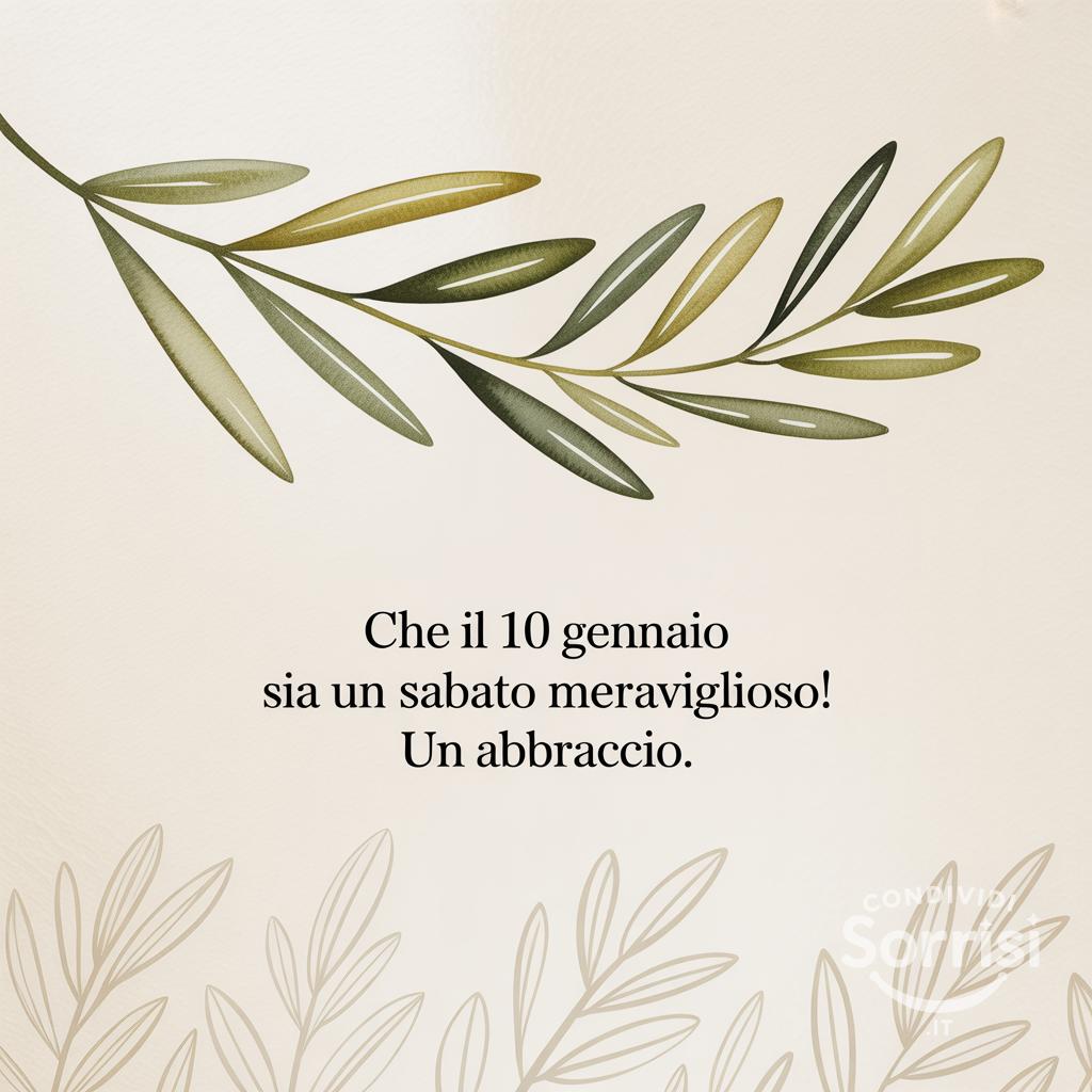 Che il 10 gennaio  sia un sabato meraviglioso! Un abbraccio.