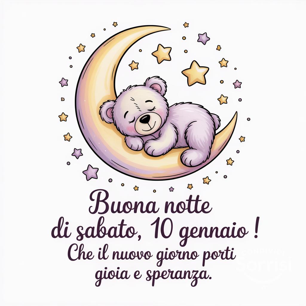 Buona notte di sabato, 10 gennaio ! Che il nuovo giorno porti gioia e speranza.