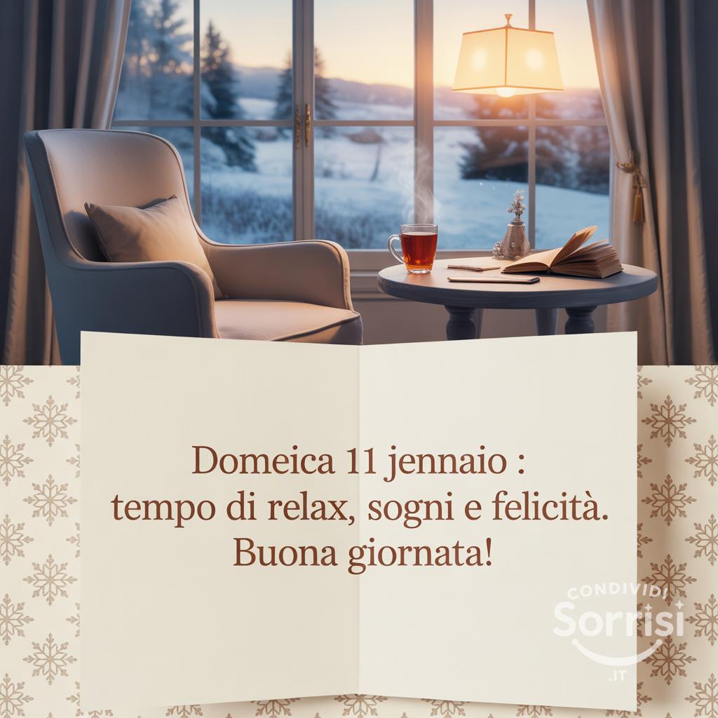 Domenica 11 gennaio : tempo di relax, sogni e felicità. Buona giornata!
