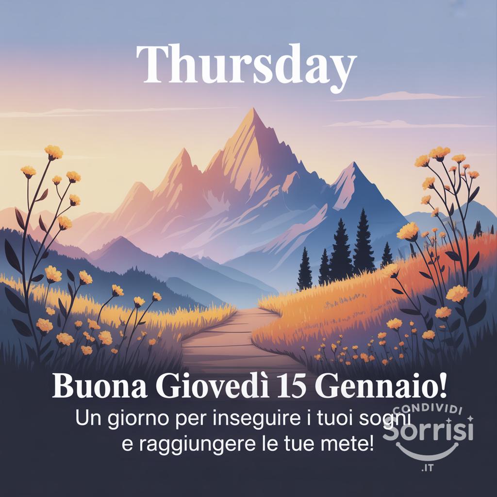 Buona giovedì 15 gennaio! Un giorno per inseguire i tuoi sogni e raggiungere le tue mete!
