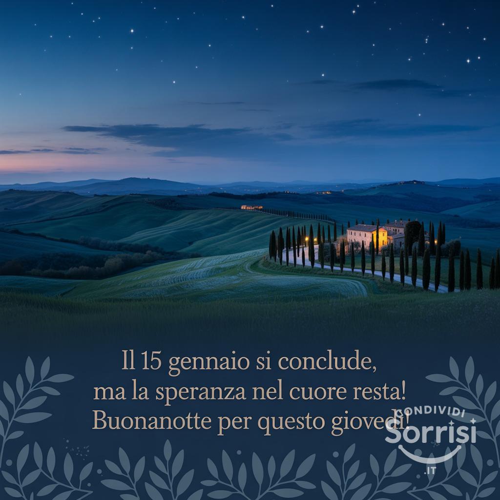Il 15 gennaio  si conclude, ma la speranza nel cuore resta! Buonanotte per questo giovedì!