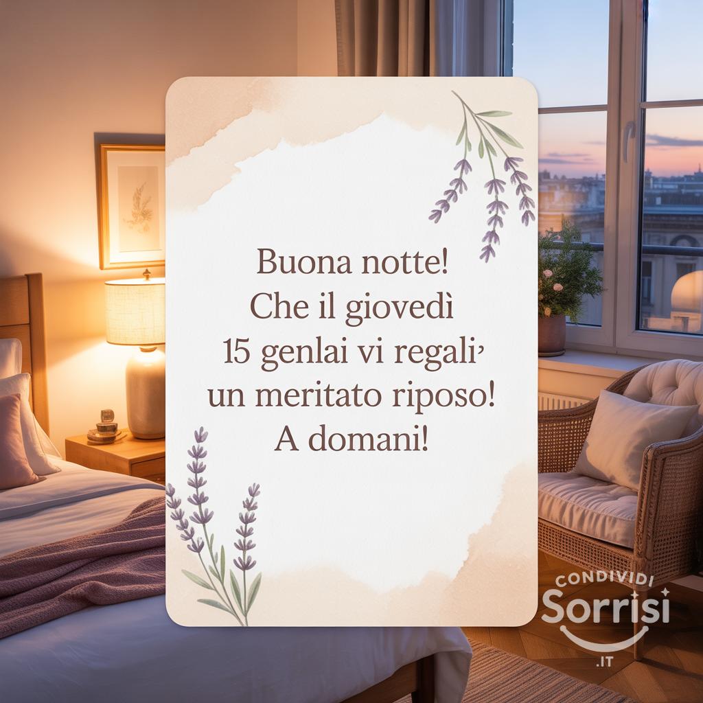 Buona notte! Che il giovedì 15 gennaio  vi regali un meritato riposo! A domani!