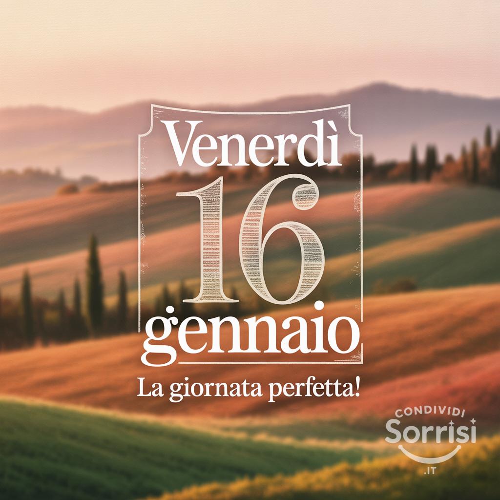 Venerdì 16 gennaio : la giornata perfetta!