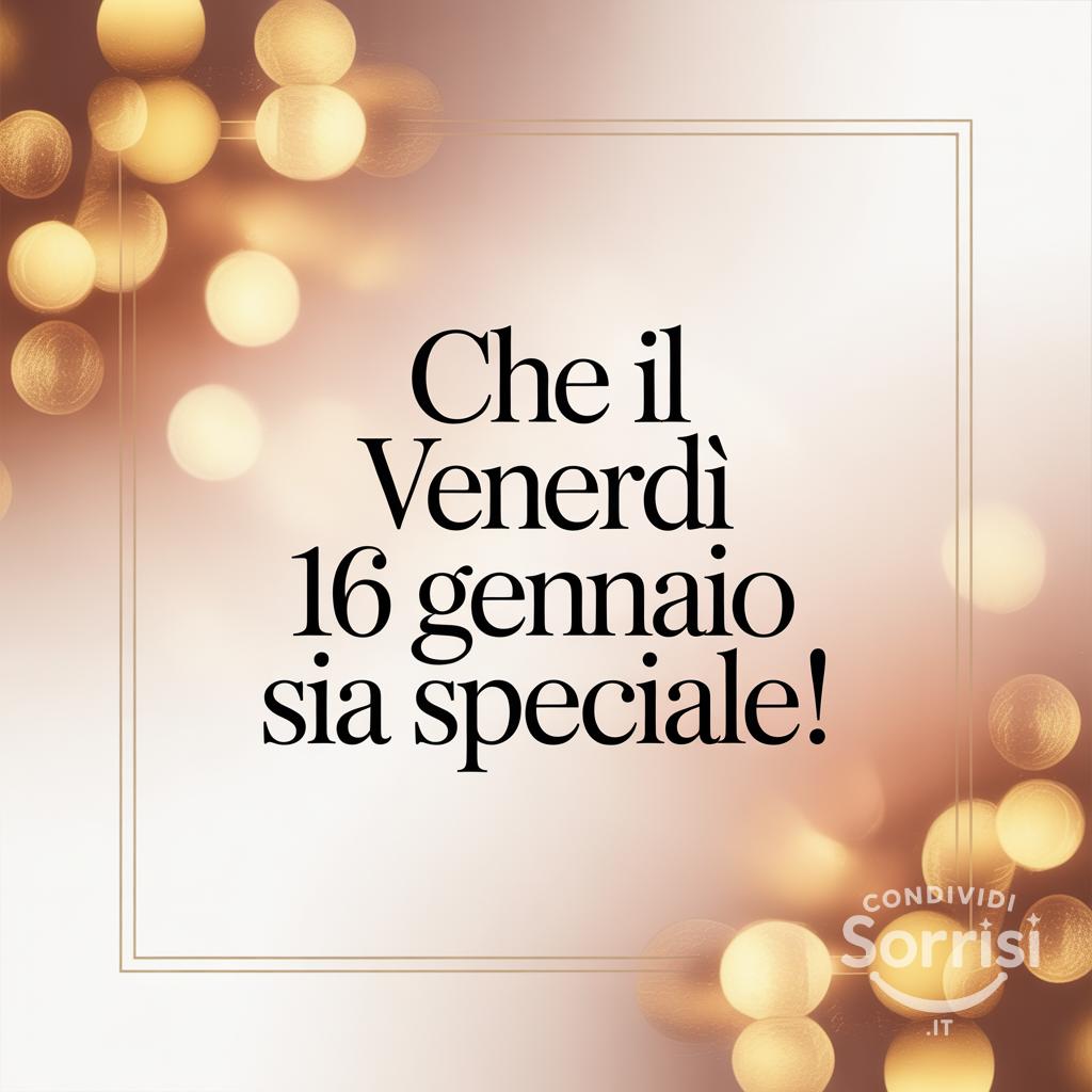 Che il venerdì 16 gennaio  sia speciale!
