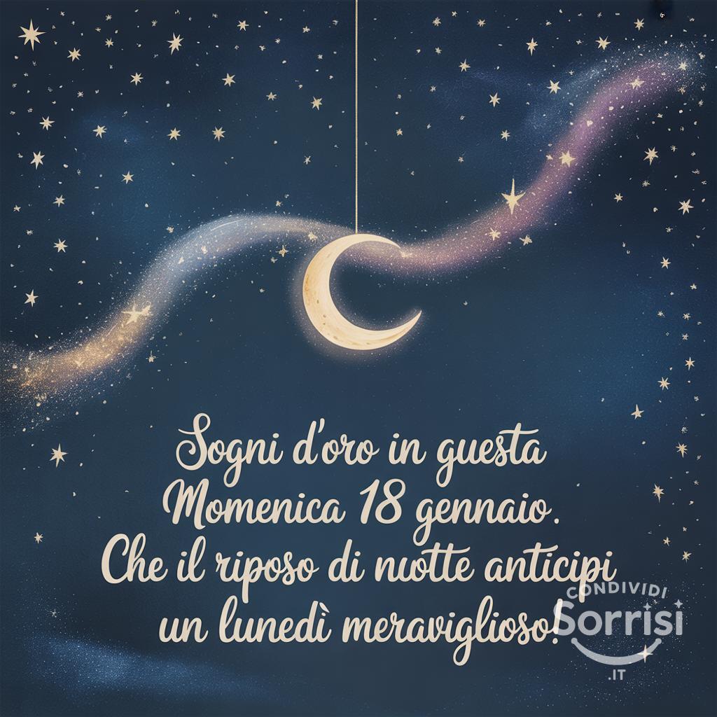 Sogni d'oro in questa domenica 18 gennaio . Che il riposo di questa notte anticipi un lunedì meraviglioso!