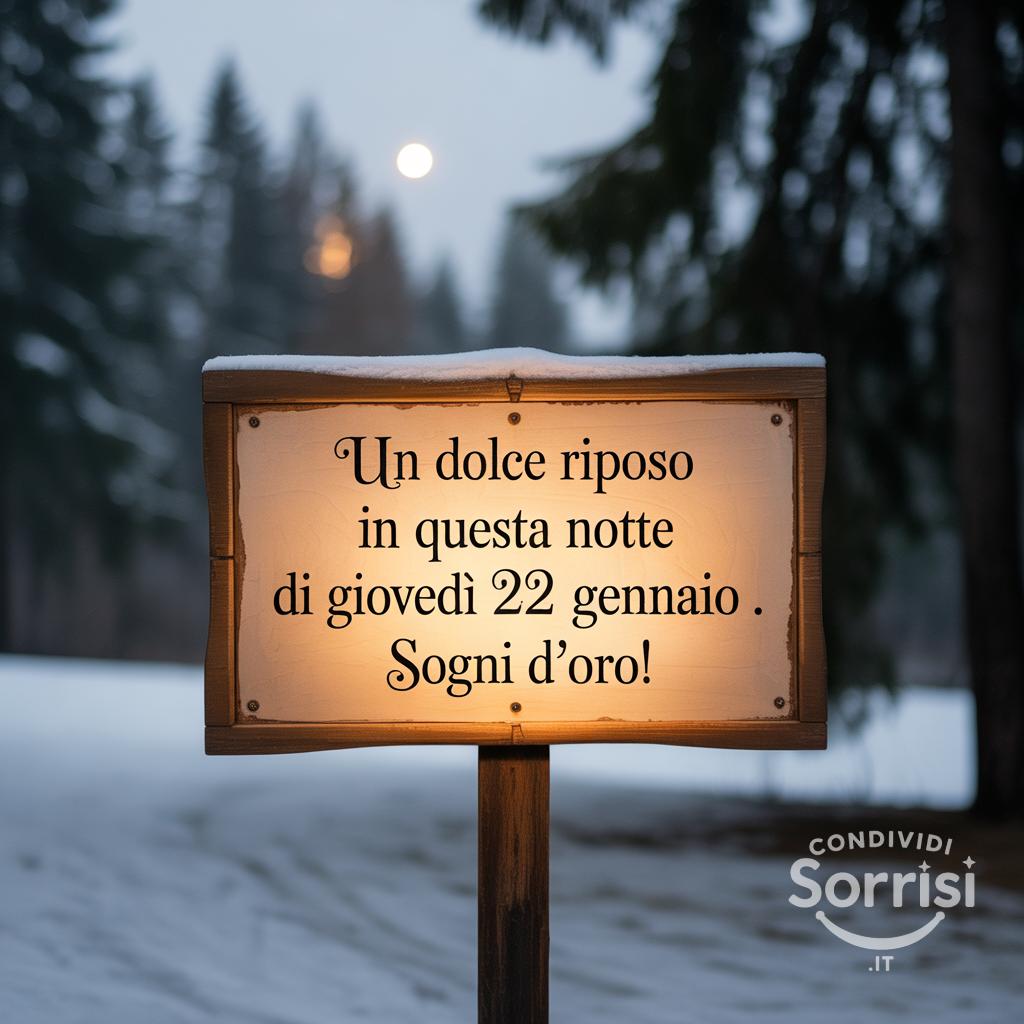 Un dolce riposo in questa notte di giovedì 22 gennaio . Sogni d'oro!