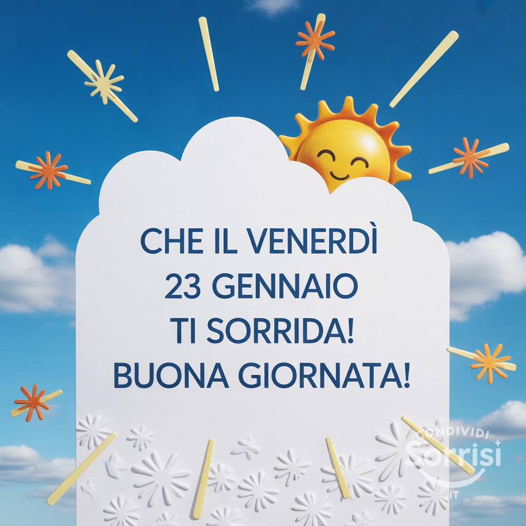 Che il venerdì 23 gennaio  ti sorrida! Buona giornata!