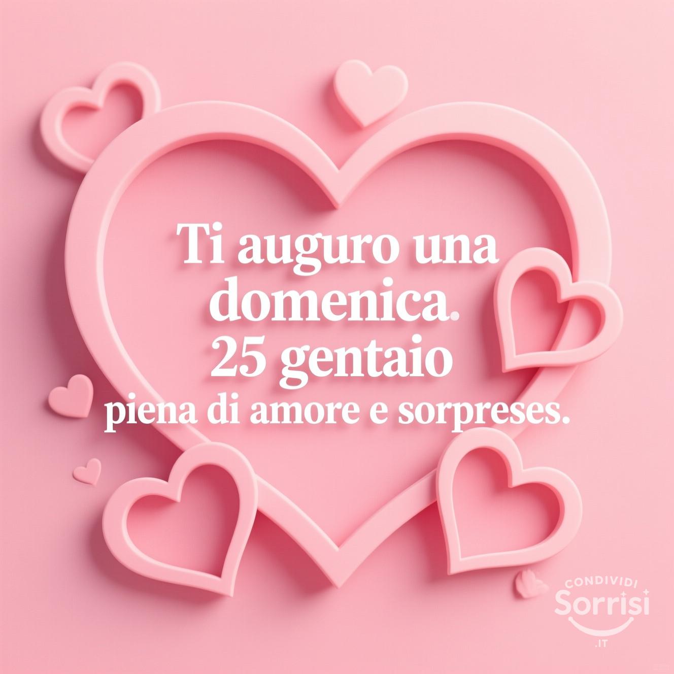 Ti auguro una domenica 25 gennaio  piena di amore e sorprese.