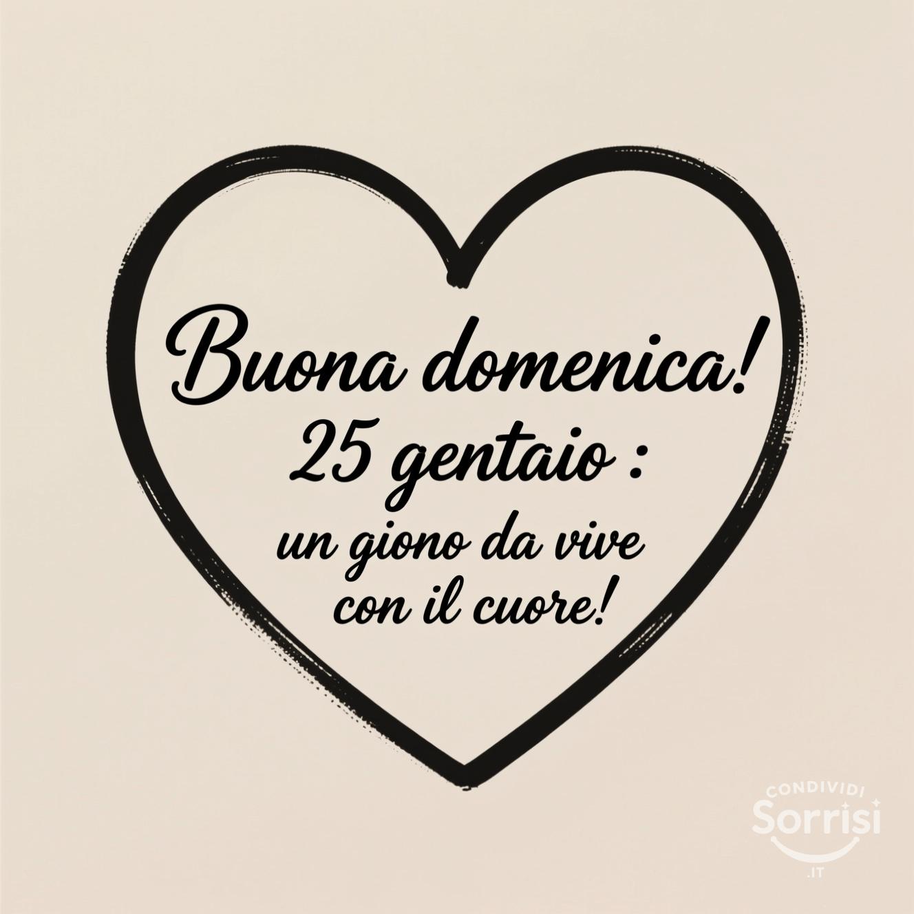 Buona domenica! 25 gennaio : un giorno da vivere con il cuore!