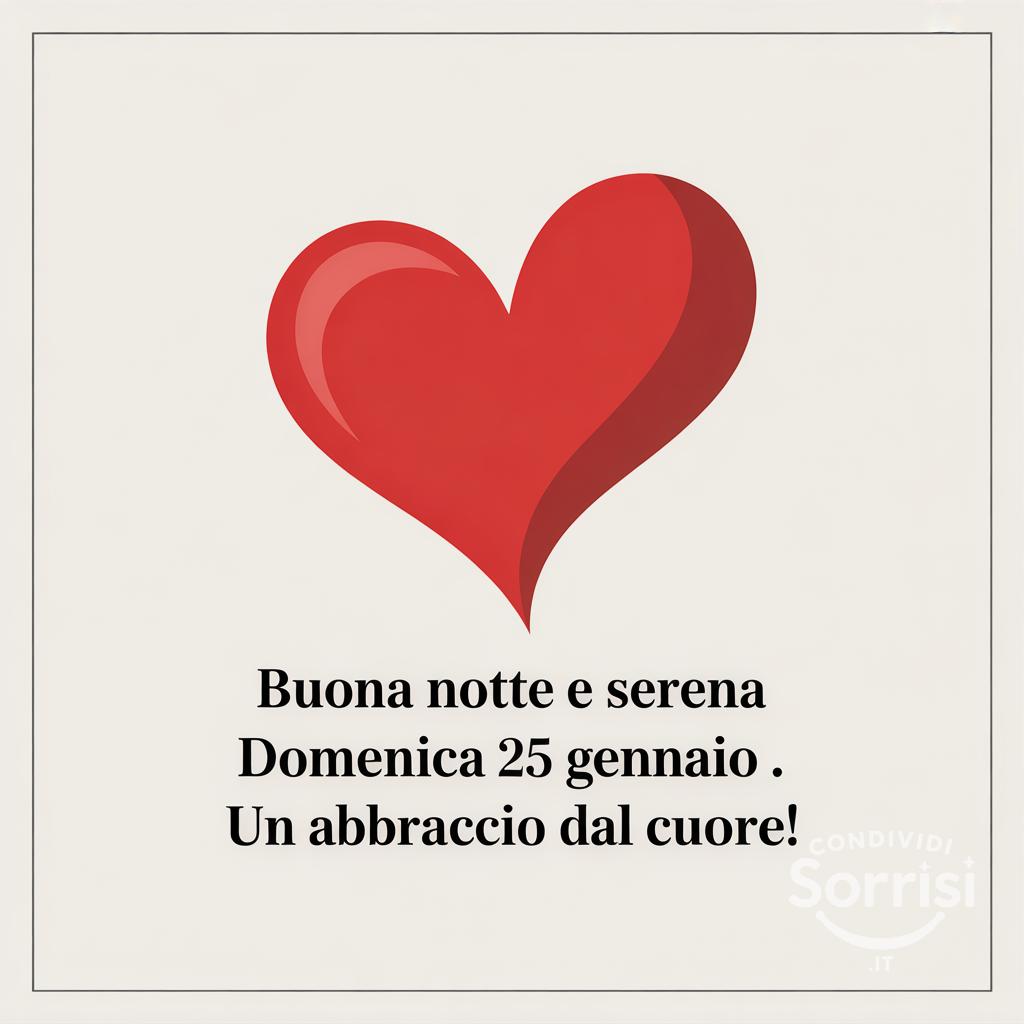 Buona notte e serena domenica 25 gennaio . Un abbraccio dal cuore!