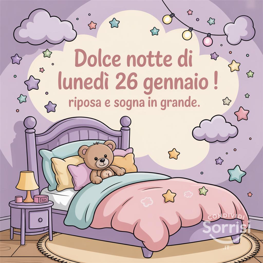 Dolce notte di lunedì 26 gennaio ! Riposa e sogna in grande.