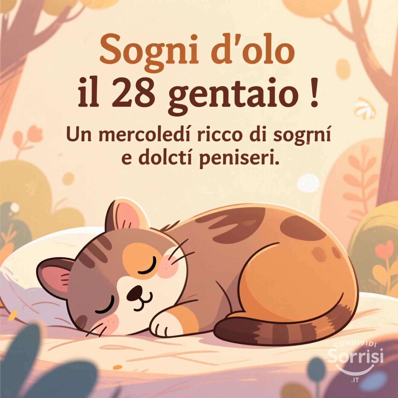 Sogni d'oro il 28 gennaio ! Un mercoledì ricco di sogni e dolci pensieri.