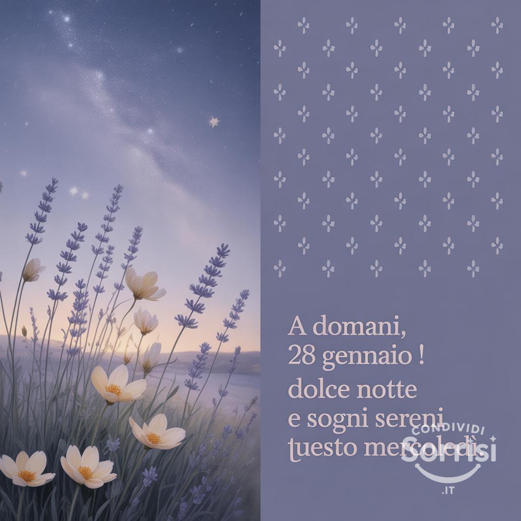 A domani, 28 gennaio ! Dolce notte e sogni sereni questo mercoledì.