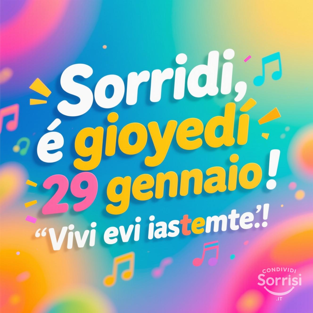 Sorridi, è giovedì 29 gennaio ! Vivi ogni istante!