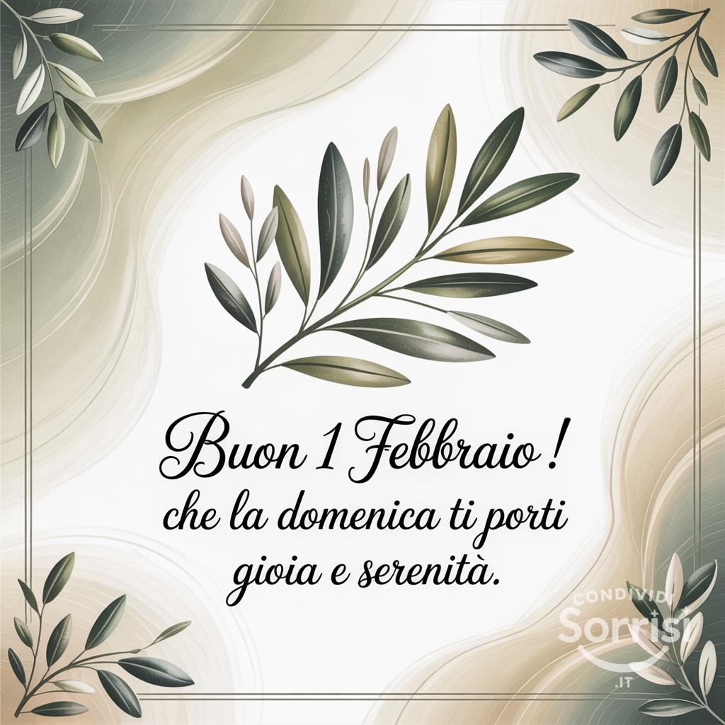 Buon 1 febbraio ! Che la domenica ti porti gioia e serenità.