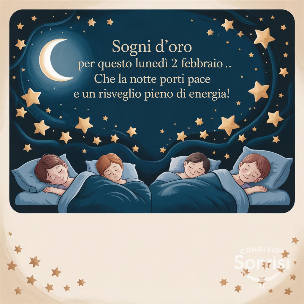 Sogni d'oro per questo lunedì 2 febbraio . Che la notte porti pace e un risveglio pieno di energia!