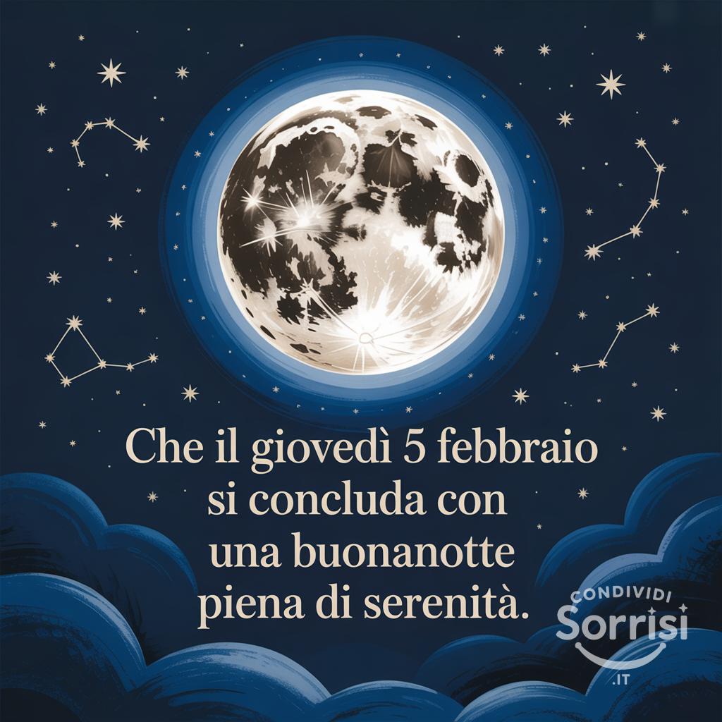 Che il giovedì 5 febbraio  si concluda con una buonanotte piena di serenità.