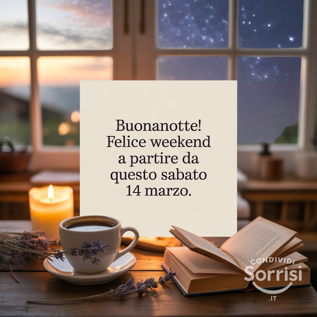 Buonanotte! Felice weekend a partire da questo sabato 14 marzo.