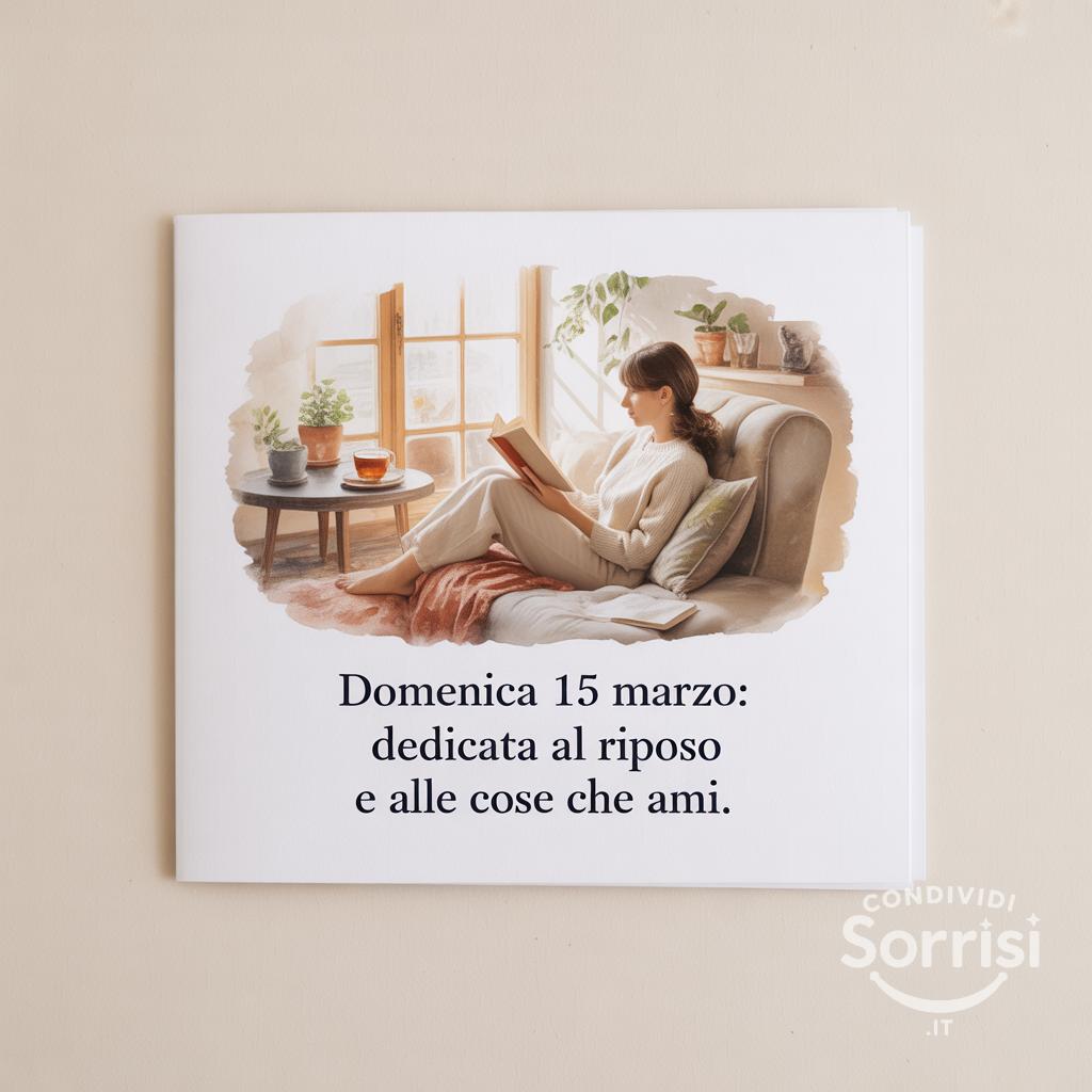 Domenica 15 marzo: dedicata al riposo e alle cose che ami.