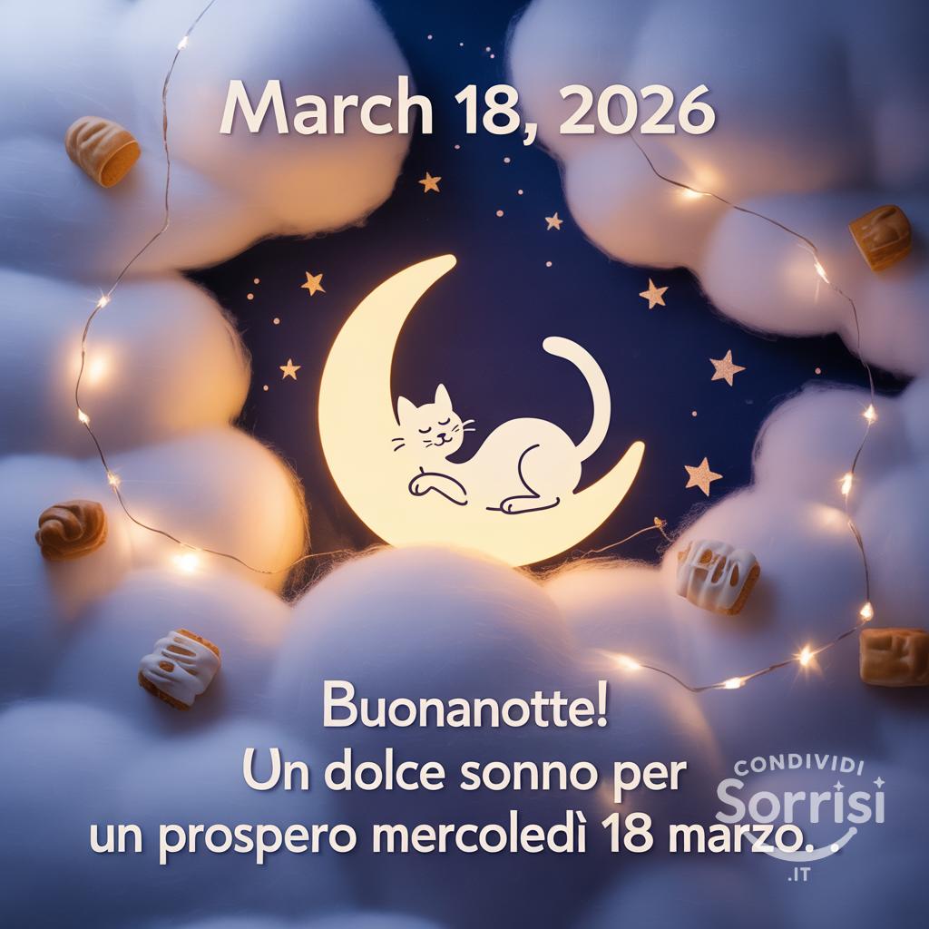 Buonanotte! Un dolce sonno per un prospero mercoledì 18 marzo .