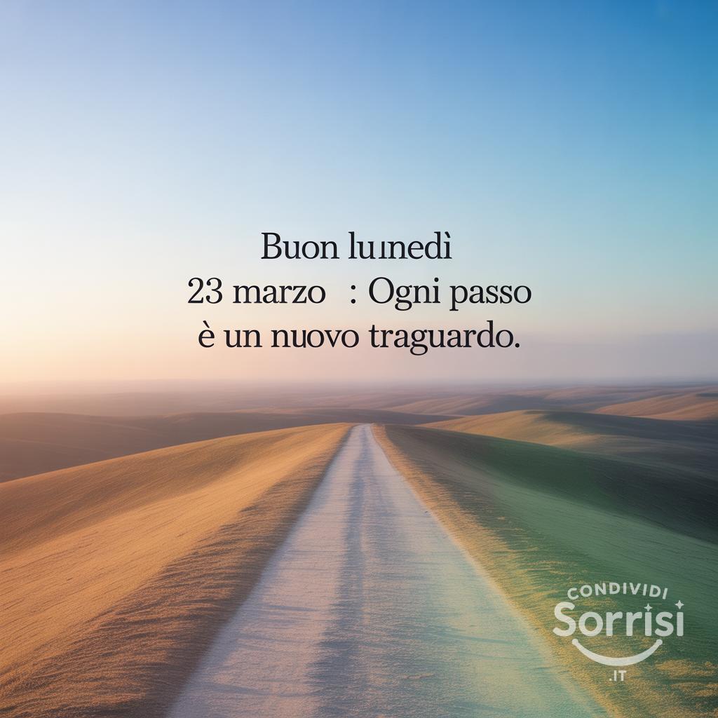 Buon Lunedì 23 Marzo : ogni passo è un nuovo traguardo.