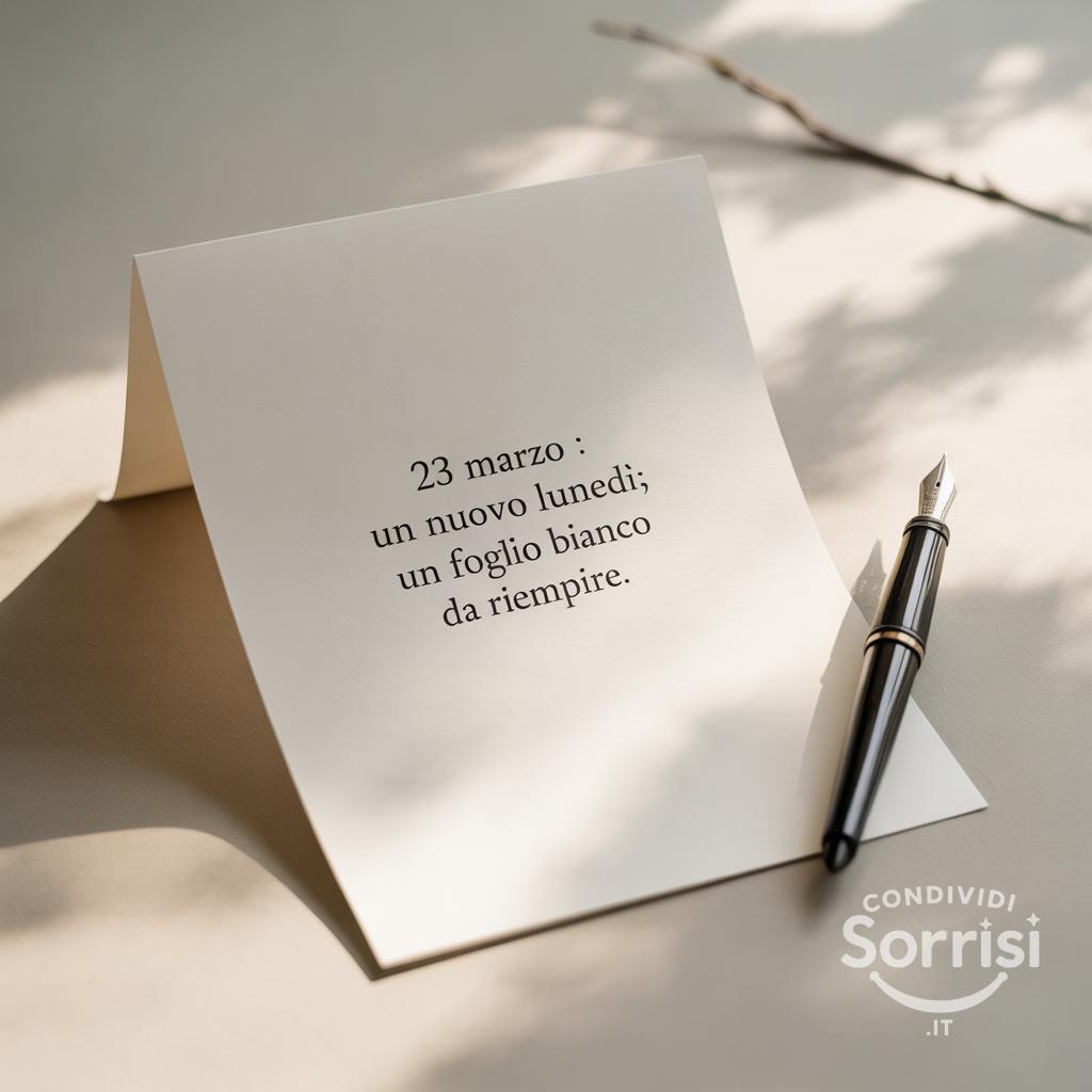 23 Marzo : un nuovo lunedì, un foglio bianco da riempire.