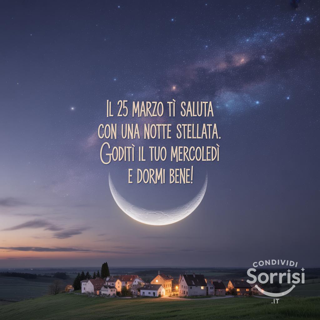 Il 25 marzo  ti saluta con una notte stellata. Goditi il tuo Mercoledì e dormi bene!
