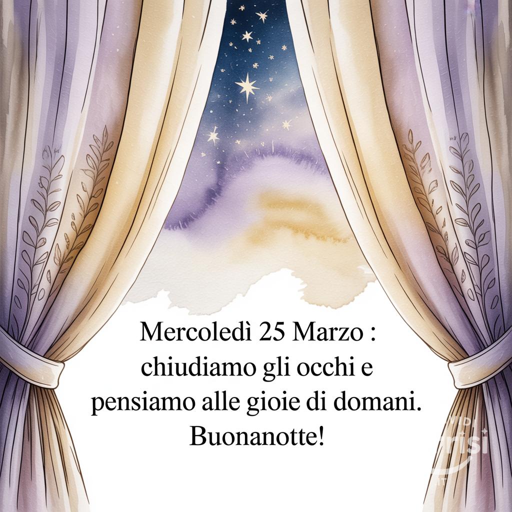 Mercoledì 25 marzo : chiudiamo gli occhi e pensiamo alle gioie di domani. Buonanotte!