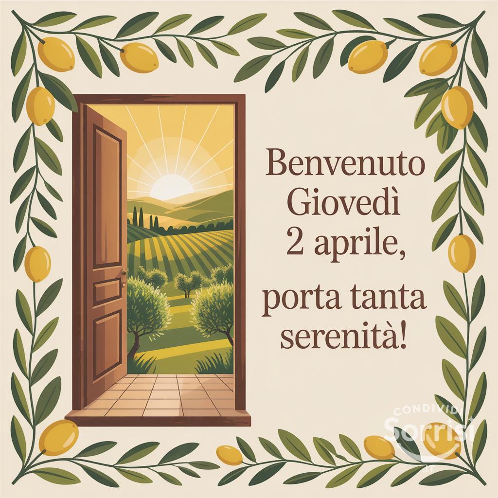 Benvenuto giovedì 2 aprile, porta tanta serenità!