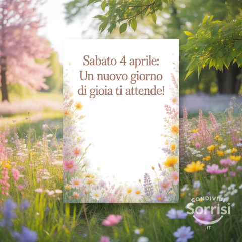 Buongiorno e Buona Sabato 4 Aprile 2026: Inizia il Weekend con Positività