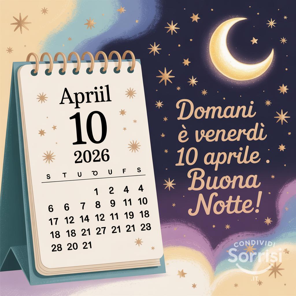 Domani è venerdì 10 aprile . Buona notte!