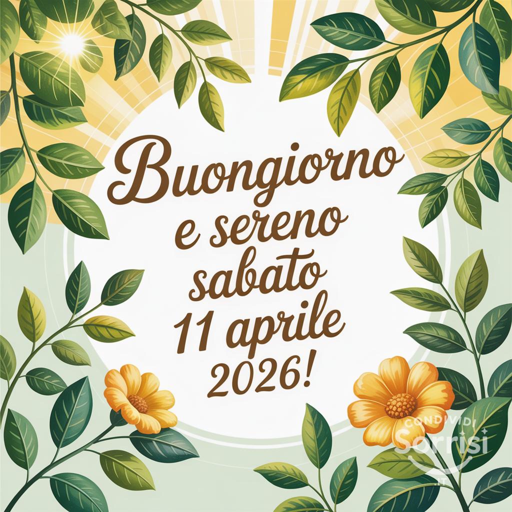 Buongiorno e sereno sabato 11 aprile !