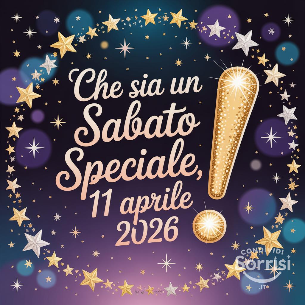 Che sia un sabato speciale, 11 aprile !