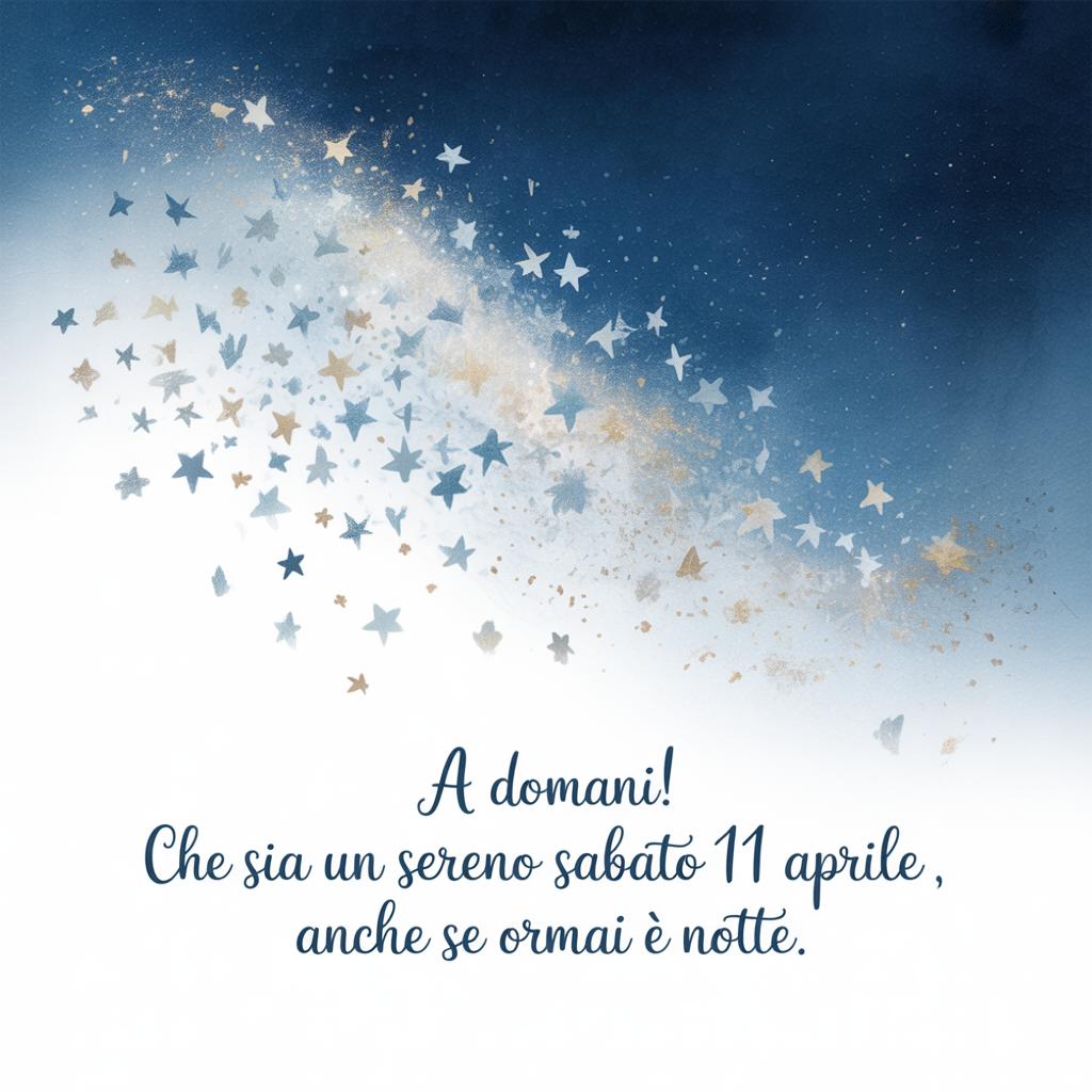 A domani! Che sia un sereno sabato 11 aprile , anche se ormai è notte.