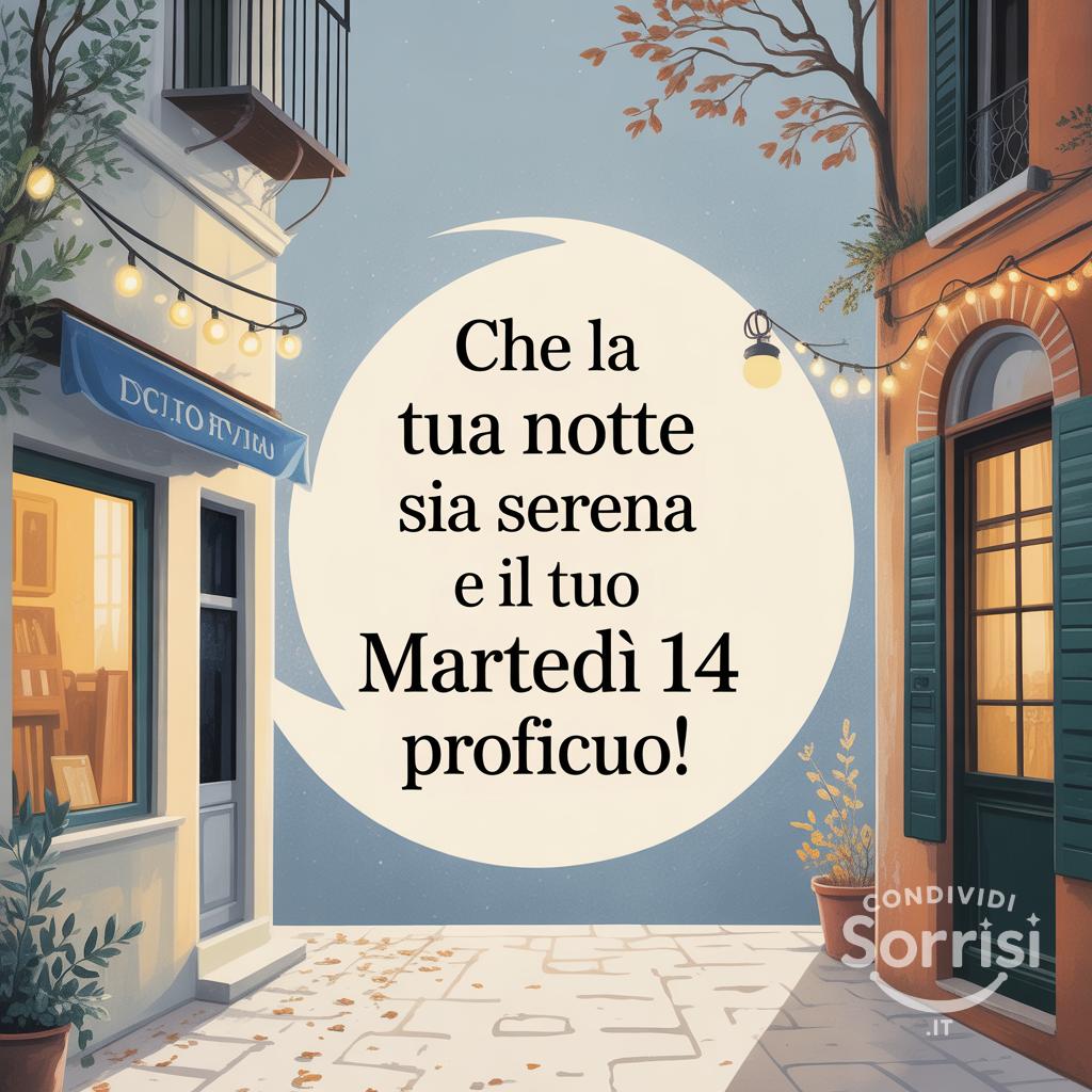 Che la tua notte sia serena e il tuo martedì 14 proficuo!