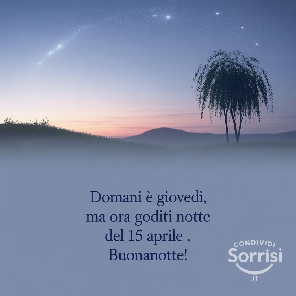 Domani è giovedì, ma ora goditi questa notte del 15 aprile . Buonanotte!