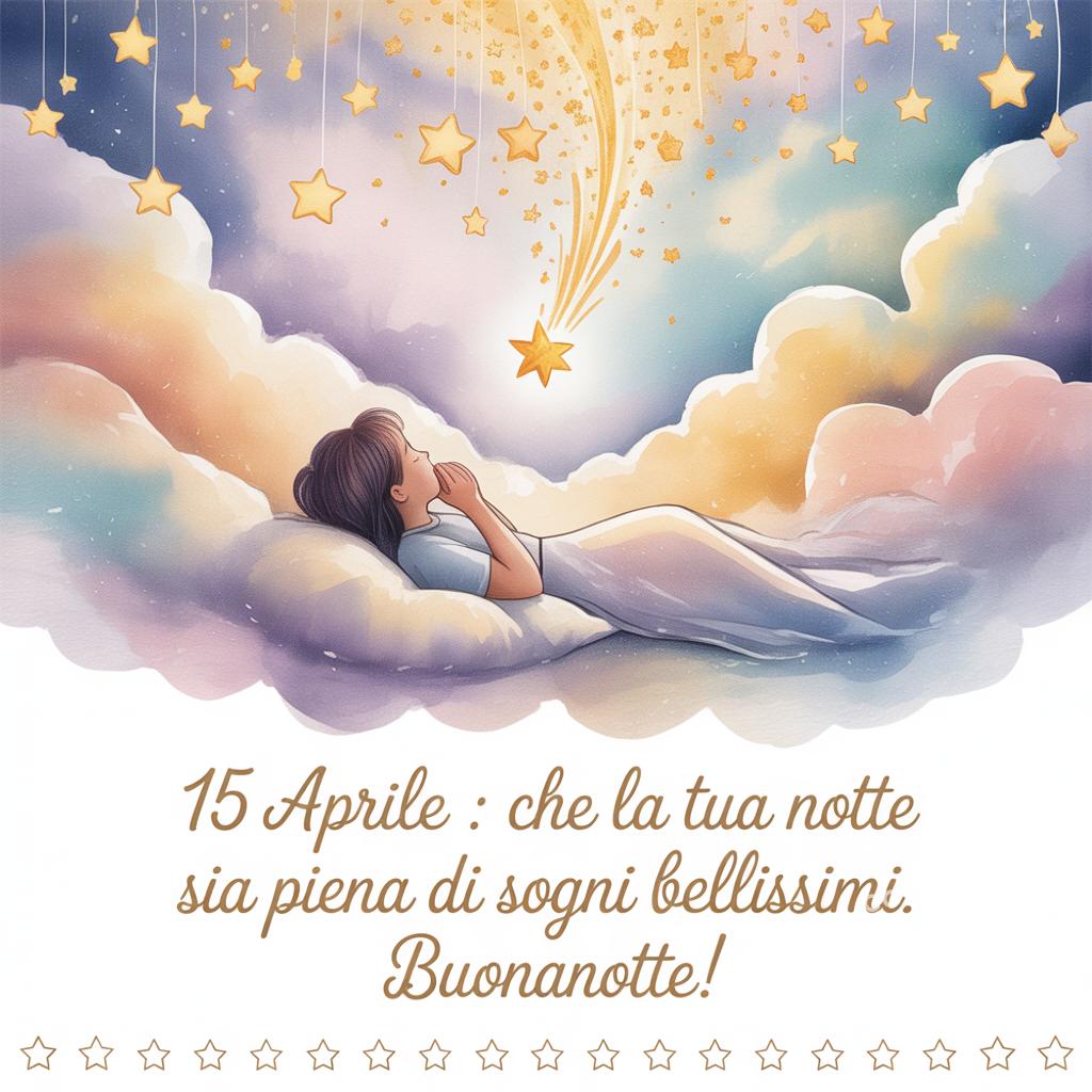 15 aprile : che la tua notte sia piena di sogni bellissimi. Buonanotte!
