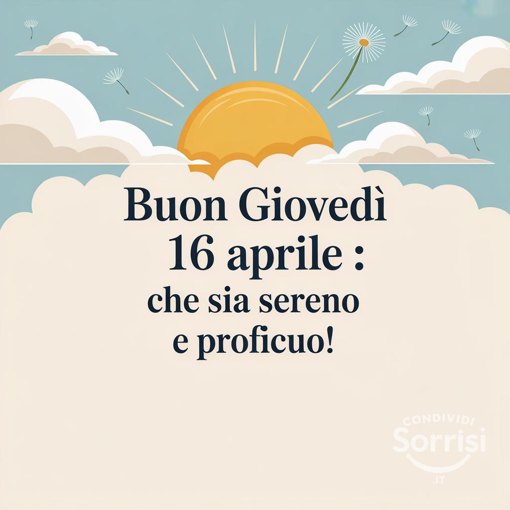 Buon giovedì 16 aprile : che sia sereno e proficuo!