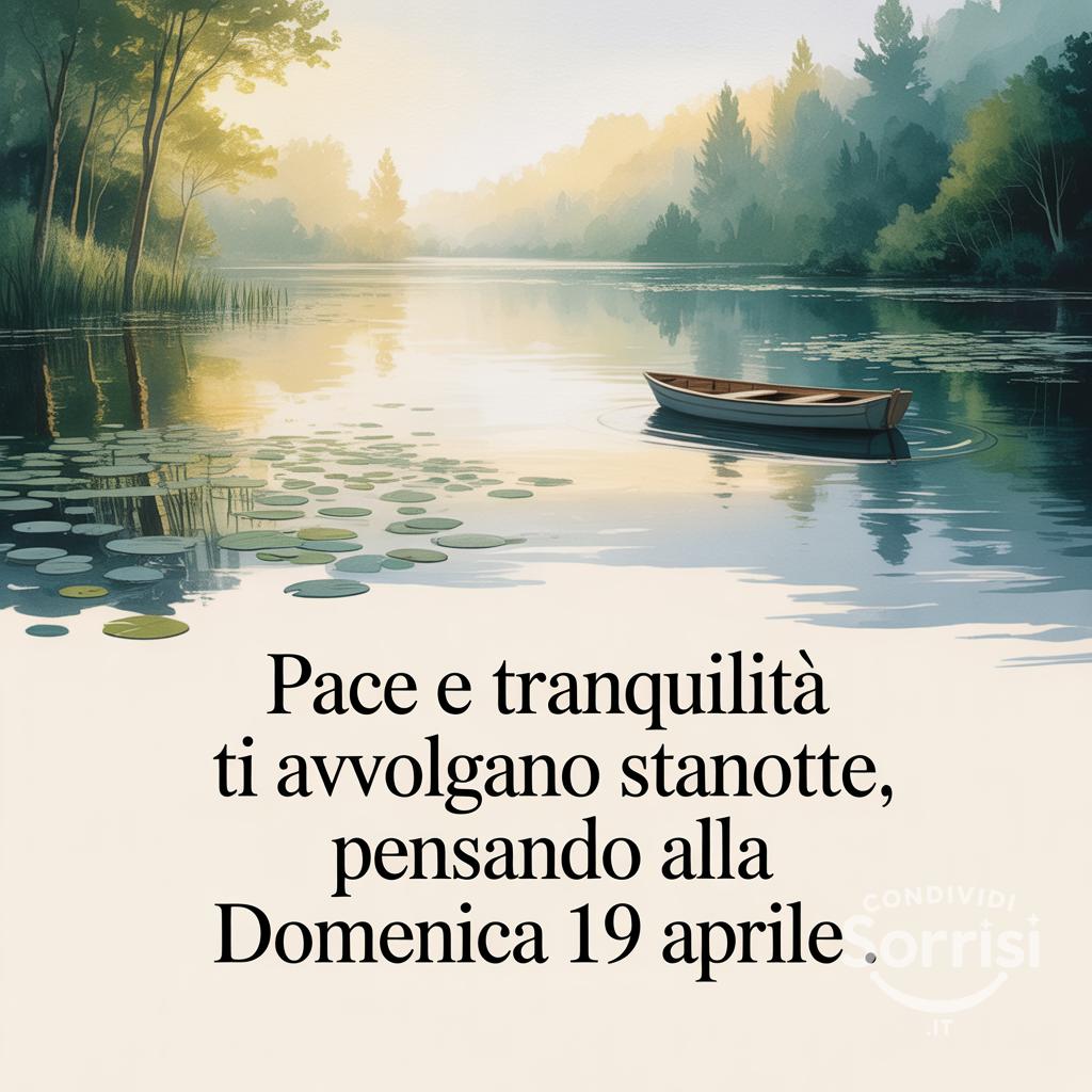Pace e tranquillità ti avvolgano stanotte, pensando alla domenica 19 aprile .