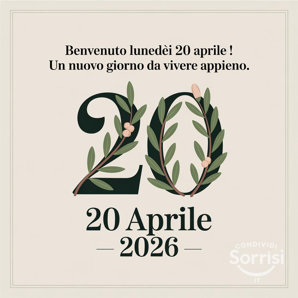 Benvenuto lunedì 20 aprile ! Un nuovo giorno da vivere appieno.