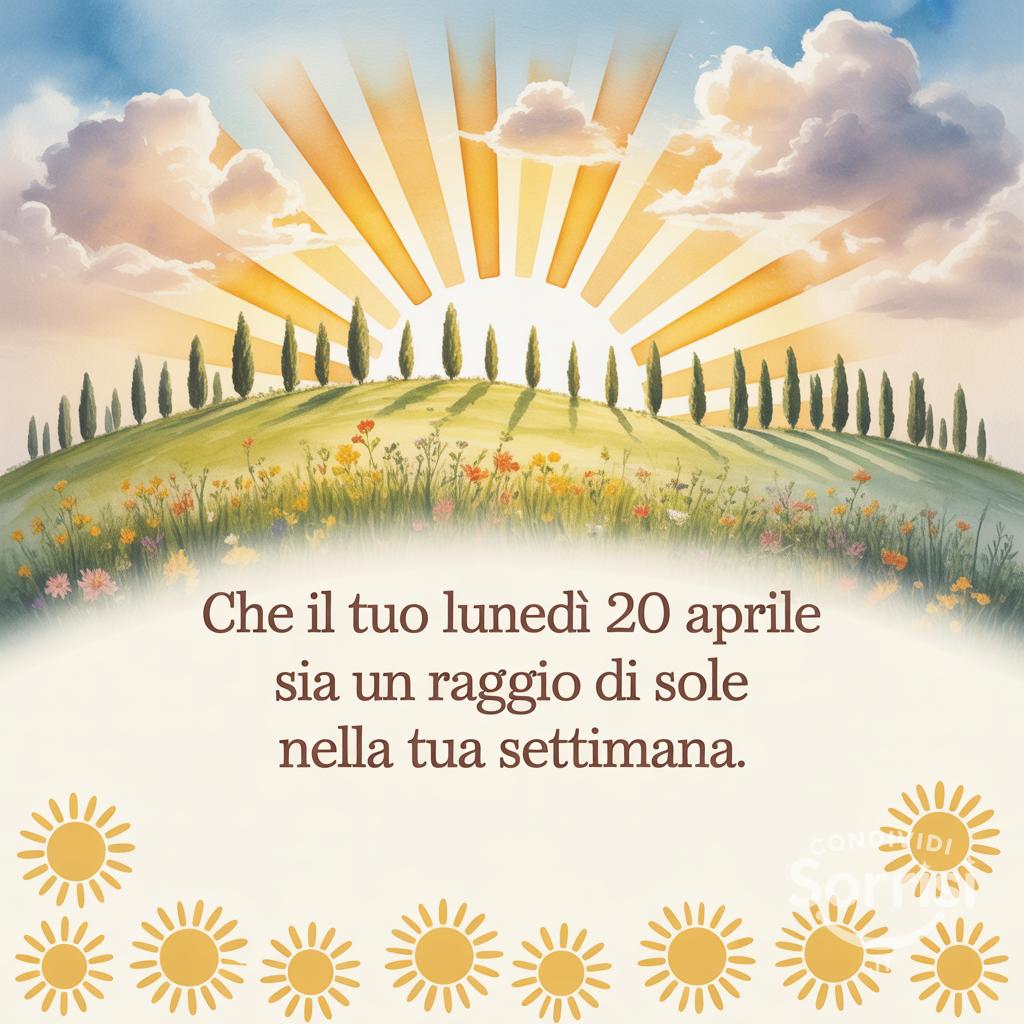 Che il tuo lunedì 20 aprile  sia un raggio di sole nella tua settimana.